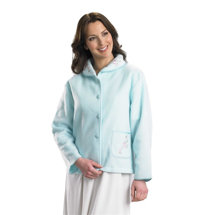 Slenderella Embroidered Polar Fleece Collar Style Bed Jacket BJ44601