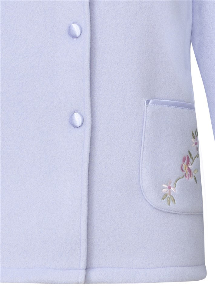 Slenderella Embroidered Polar Fleece Collar Style Bed Jacket BJ44601
