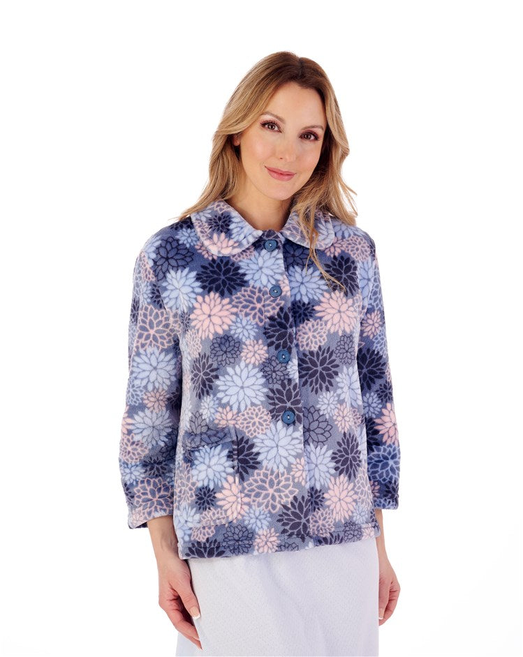 3/4 Sleeve Bold Floral Flannel Fleece Bedjacket BJ02310