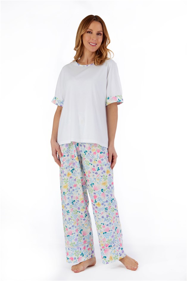 Multi Coloured Floral Tailored Short Sleeve Woven Pyjama PJ55263