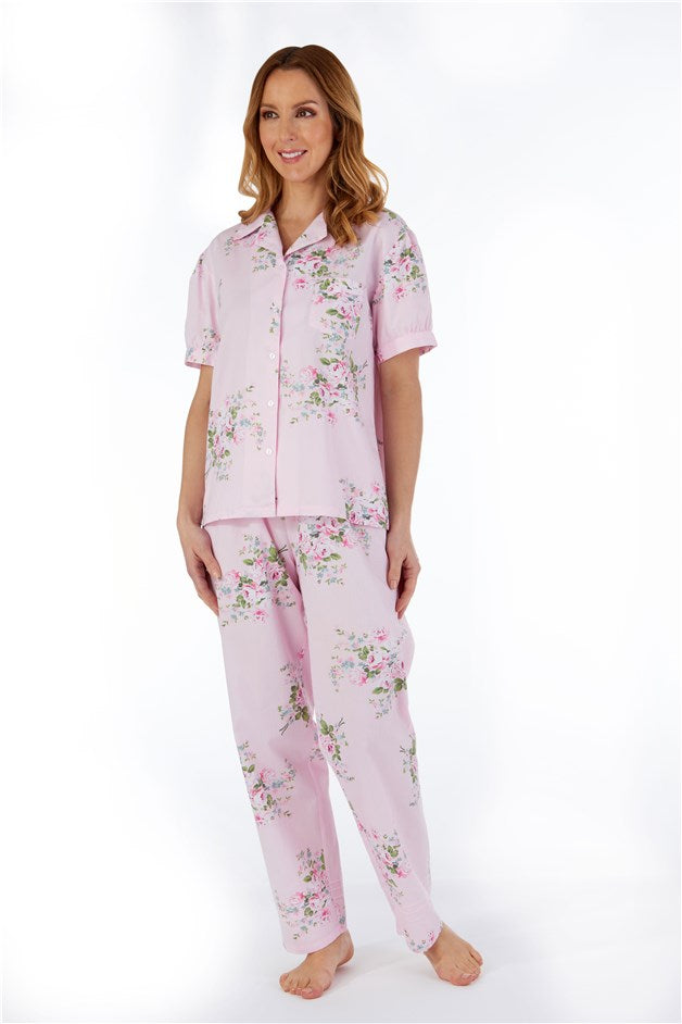 Rose Bouquet Short Sleeve Tailored Woven Pyjama PJ55271