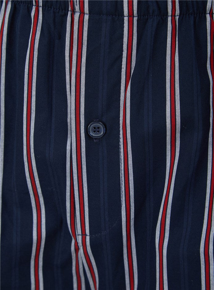 Woven Stripe Long Sleeve Button Through Tailored Pyjama WR66802