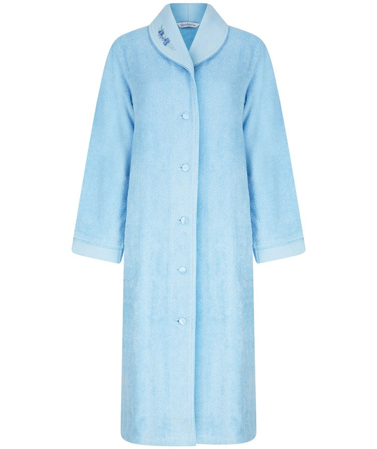 Slenderella 100% Cotton Button Down Housecoat with Embroidery HC66356