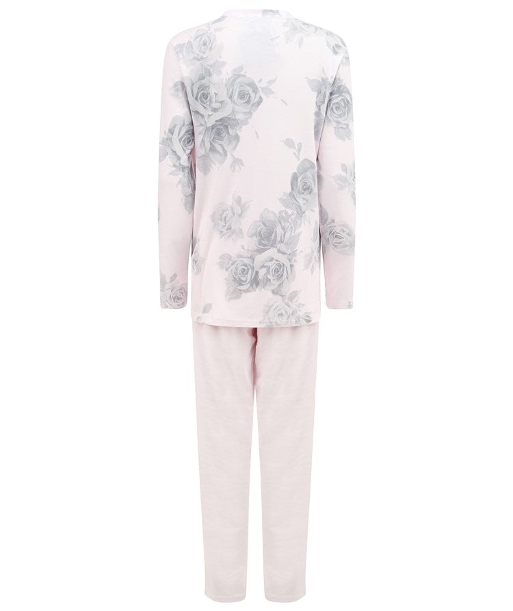 Large Floral Print Long Sleeve Button Through Pyjama PJ4136