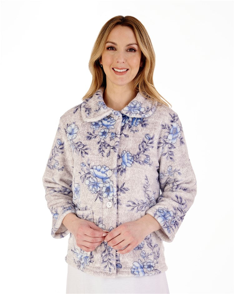 Floral Flannel Fleece 3/4 Sleeve Bedjacket BJ88310