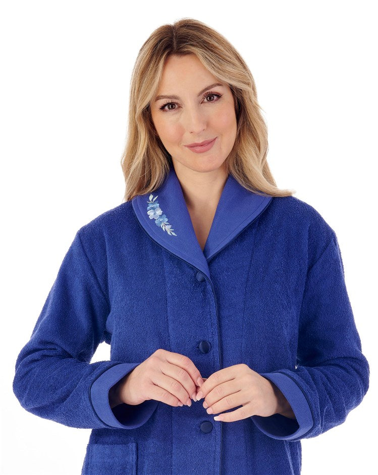 Slenderella 100% Cotton Button Down Bedjacket with Embroidery BJ66357