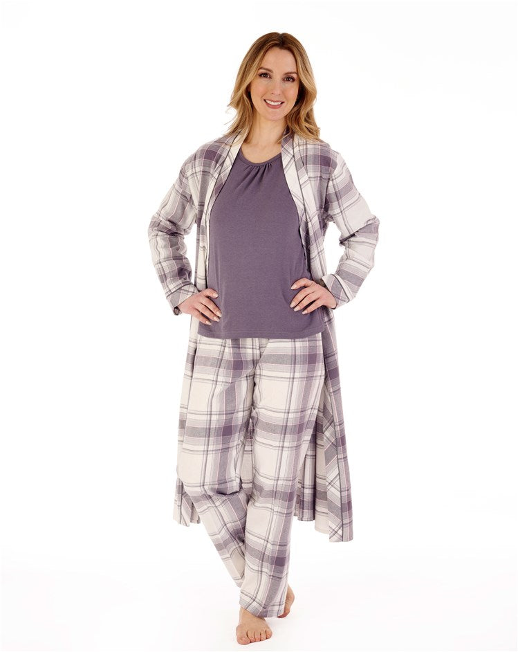 Check & Solid Colour Long Sleeve Pyjama Set PJ88221