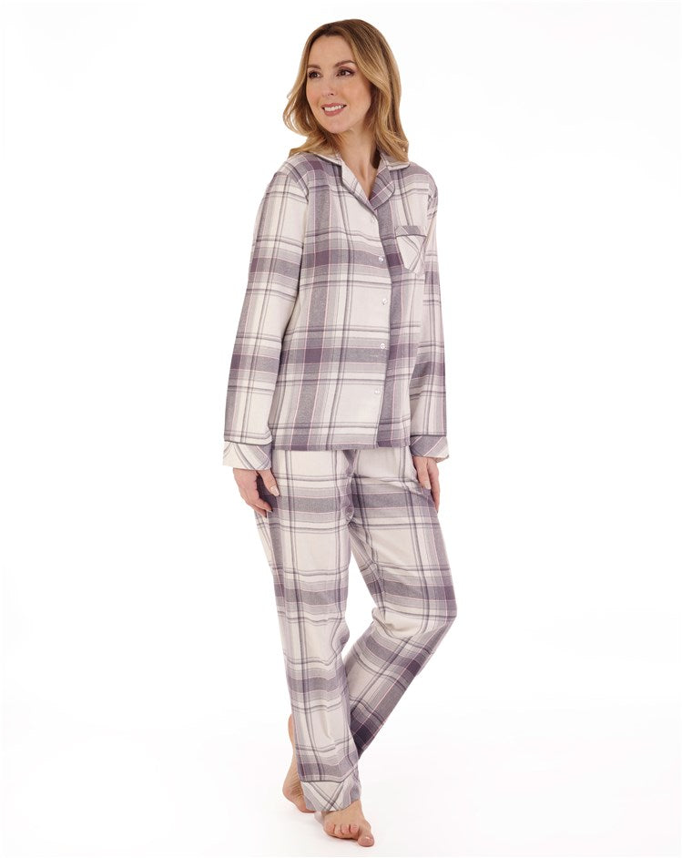 Check Brushed Woven Cotton Long Sleeve Tailored Pyjama Set PJ88222