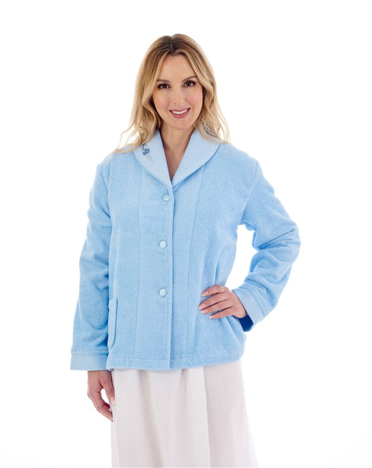 Slenderella 100% Cotton Button Down Bedjacket with Embroidery BJ66357