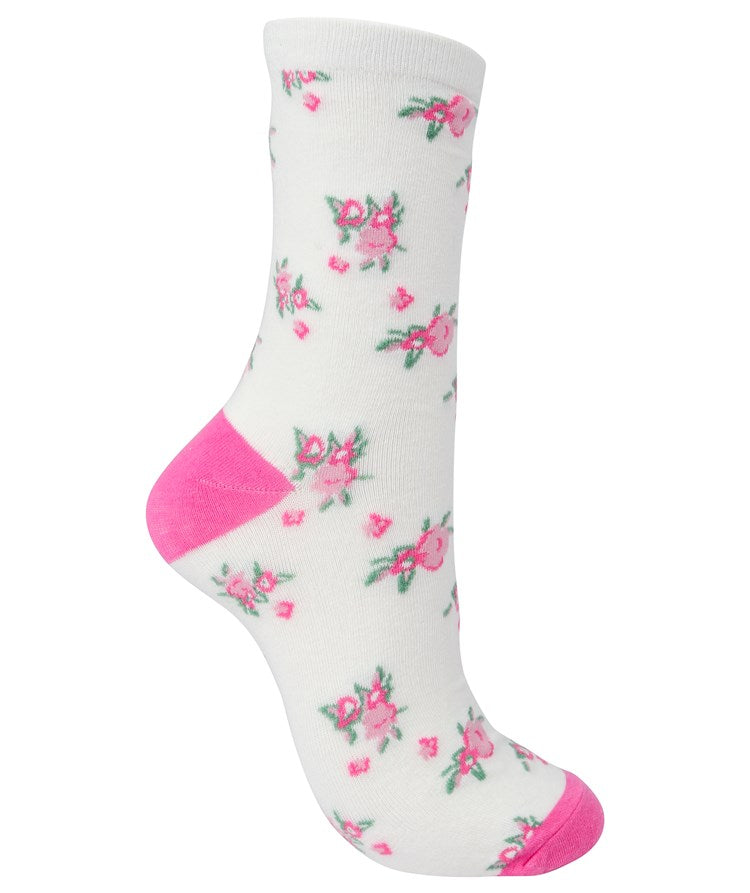 Floral and Solid Colour Sock (2 Pair Pack) LS176