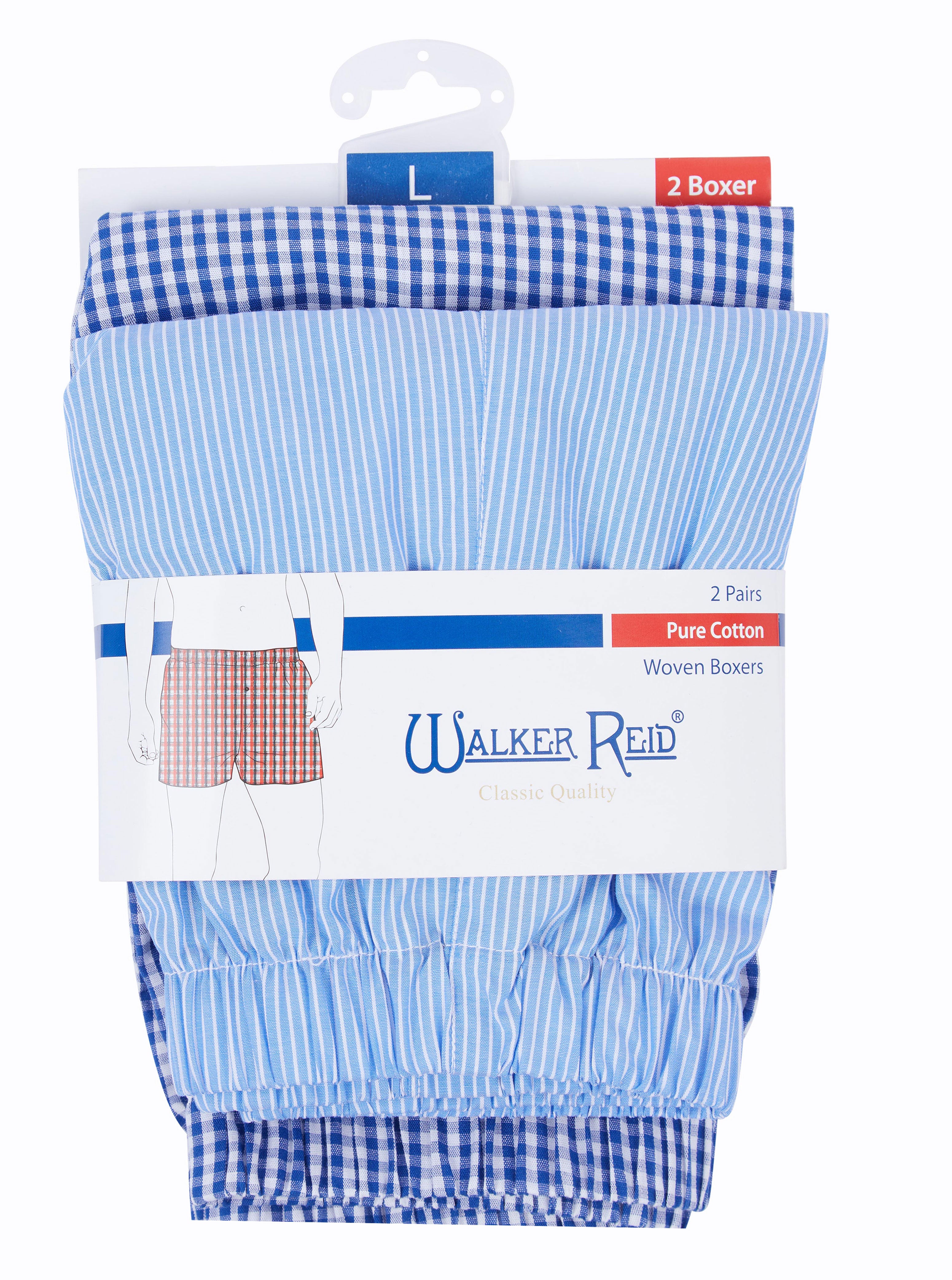 Walker Reid 100% Cotton Check Boxer Shorts 2 Pack WR655