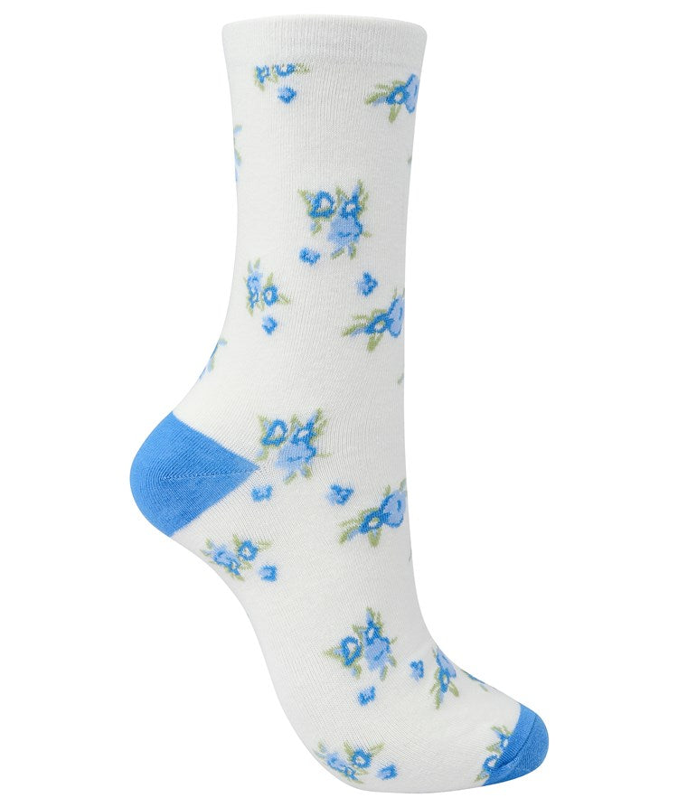 Floral and Solid Colour Sock (2 Pair Pack) LS176