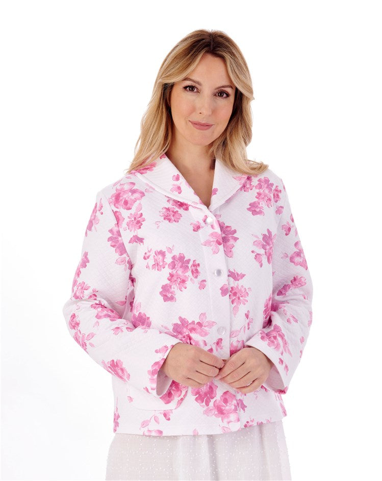 Cotton Rich Floral Print Mock Quilt Bed Jacket BJ01315