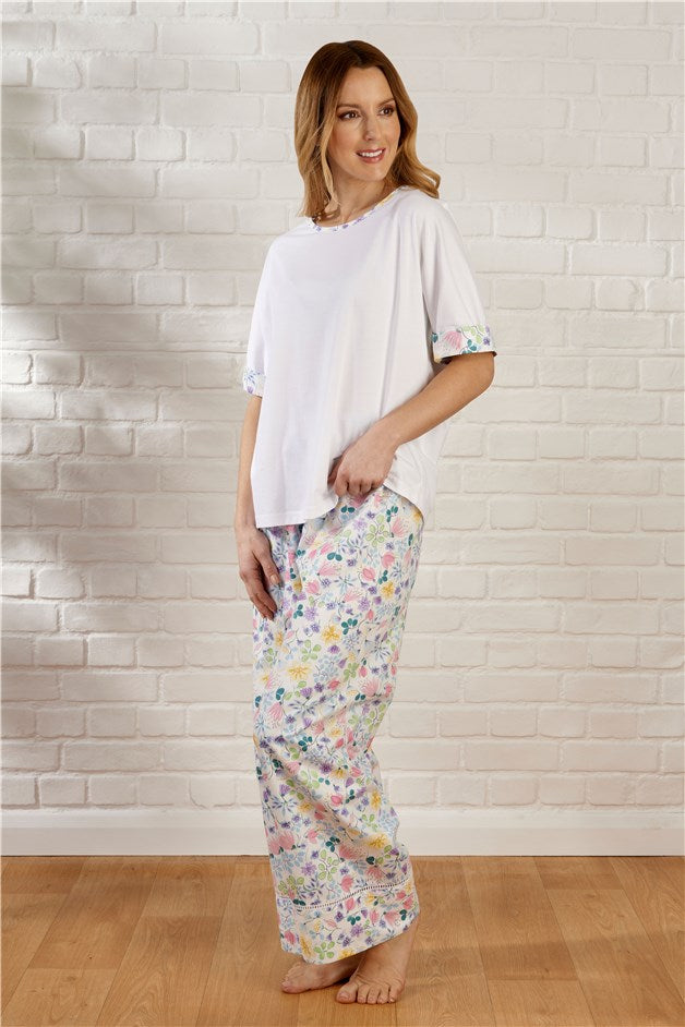 Multi Coloured Floral Tailored Short Sleeve Woven Pyjama PJ55263