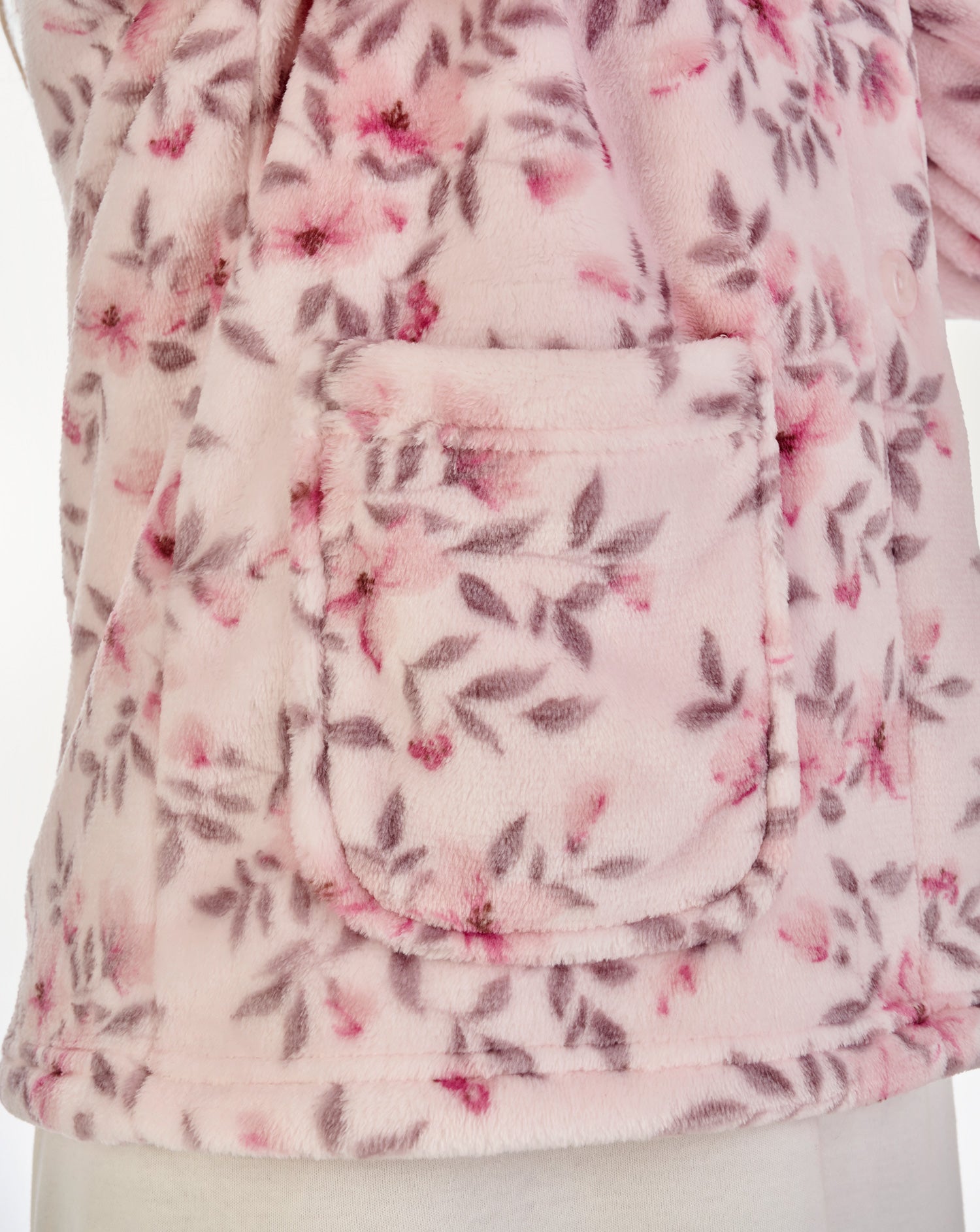3/4 Sleeve Floral Flannel Fleece Bedjacket BJ04310