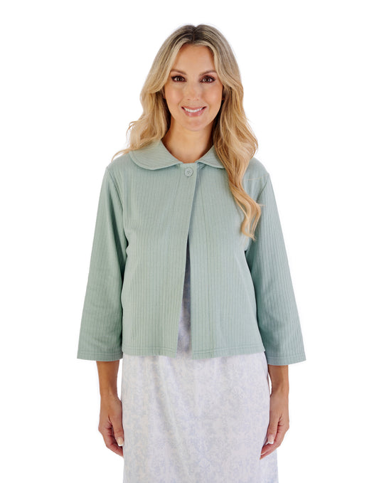 Rib Pattern 3/4 Sleeve Bedjacket BJ07305