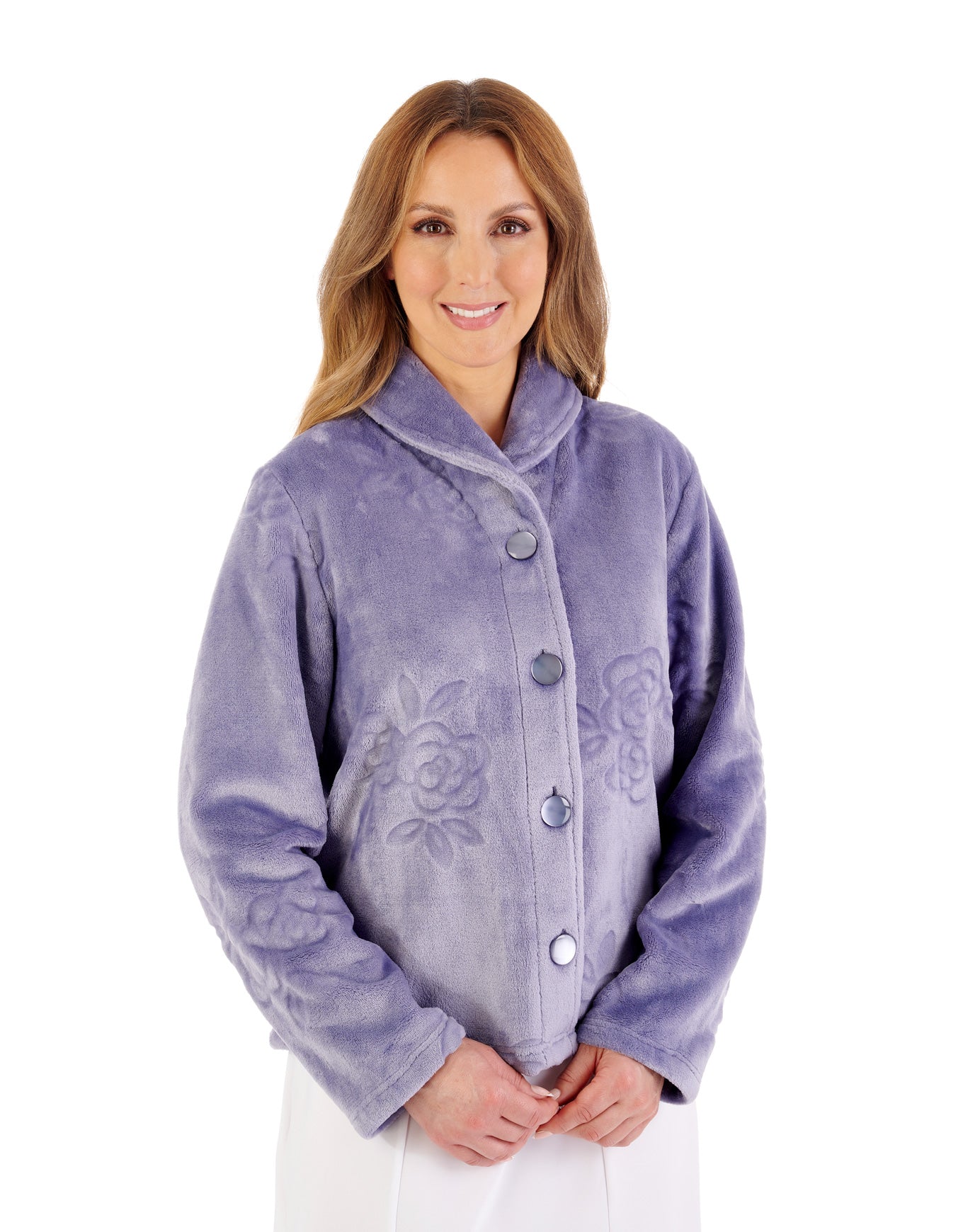 Floral Embossed Fleece Bedjacket BJ08315