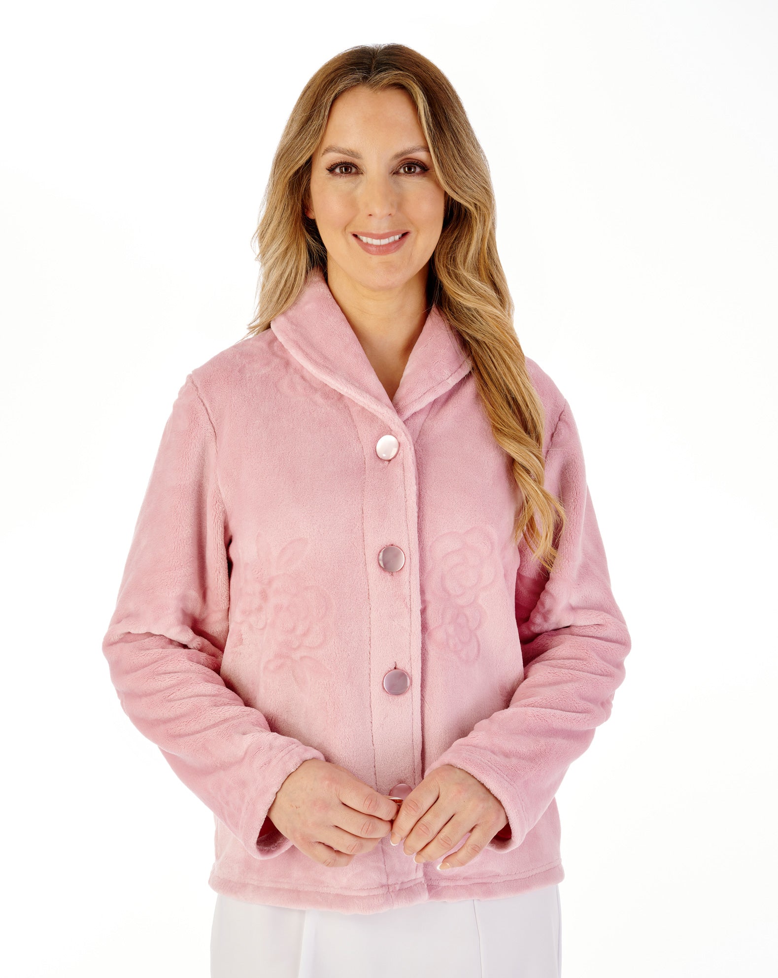 Floral Embossed Fleece Bedjacket BJ08315