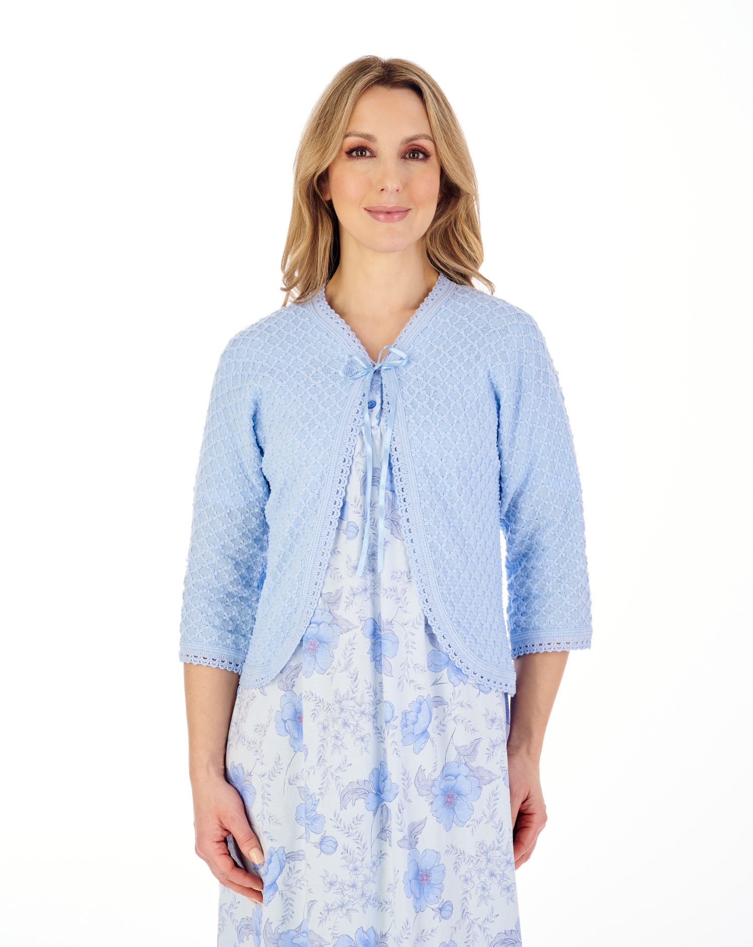 Fancy Knit Ribbon Tie Bedjacket BJ44610