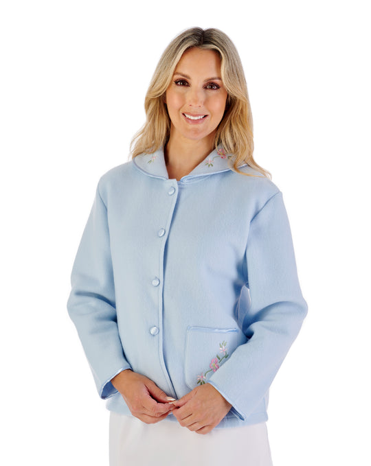 Embroidered Polar Fleece Collar Style Bed Jacket BJ44601