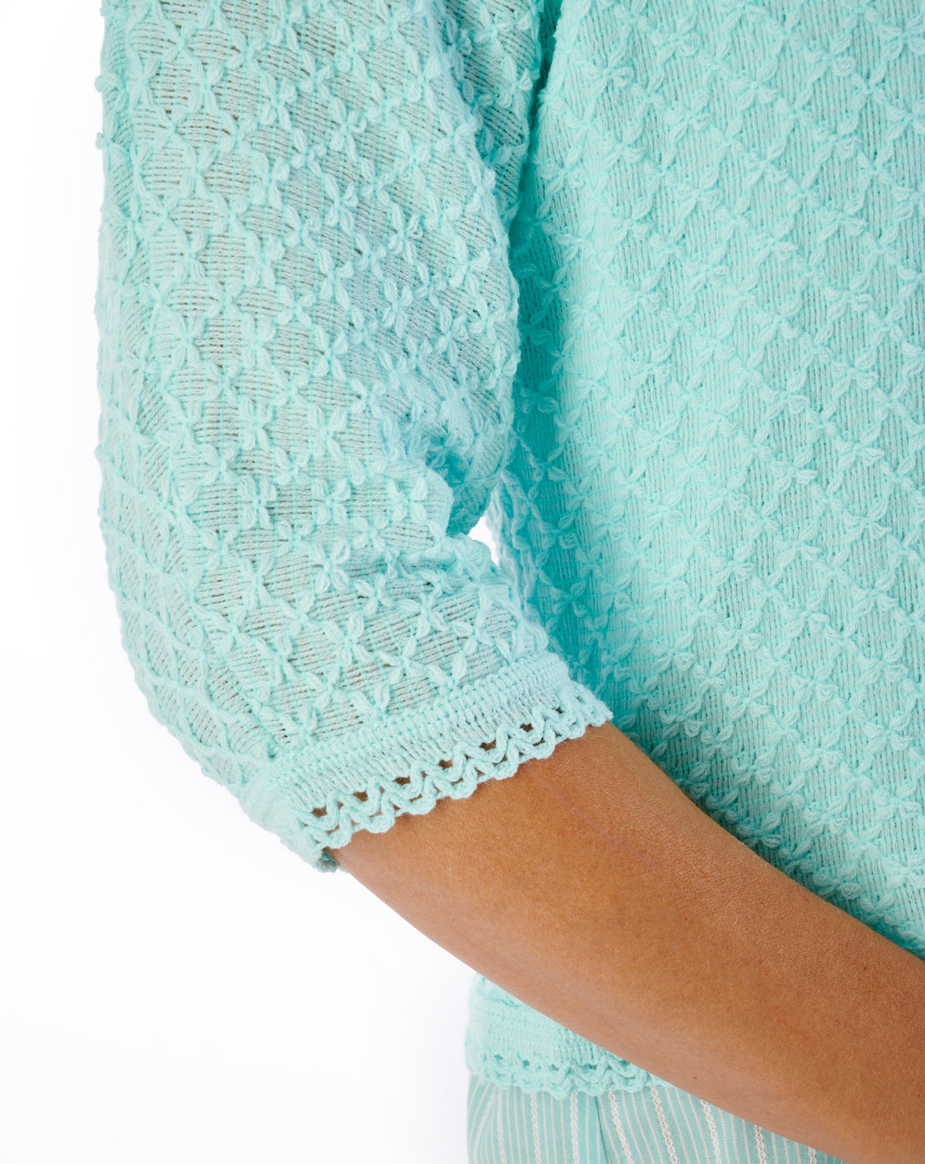 Fancy Knit Ribbon Tie Peter Pan Collar Bedjacket BJ44611