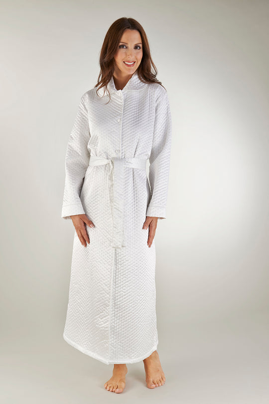 Pin-Dot Faux Silk 52" Button Through Housecoat GL02757