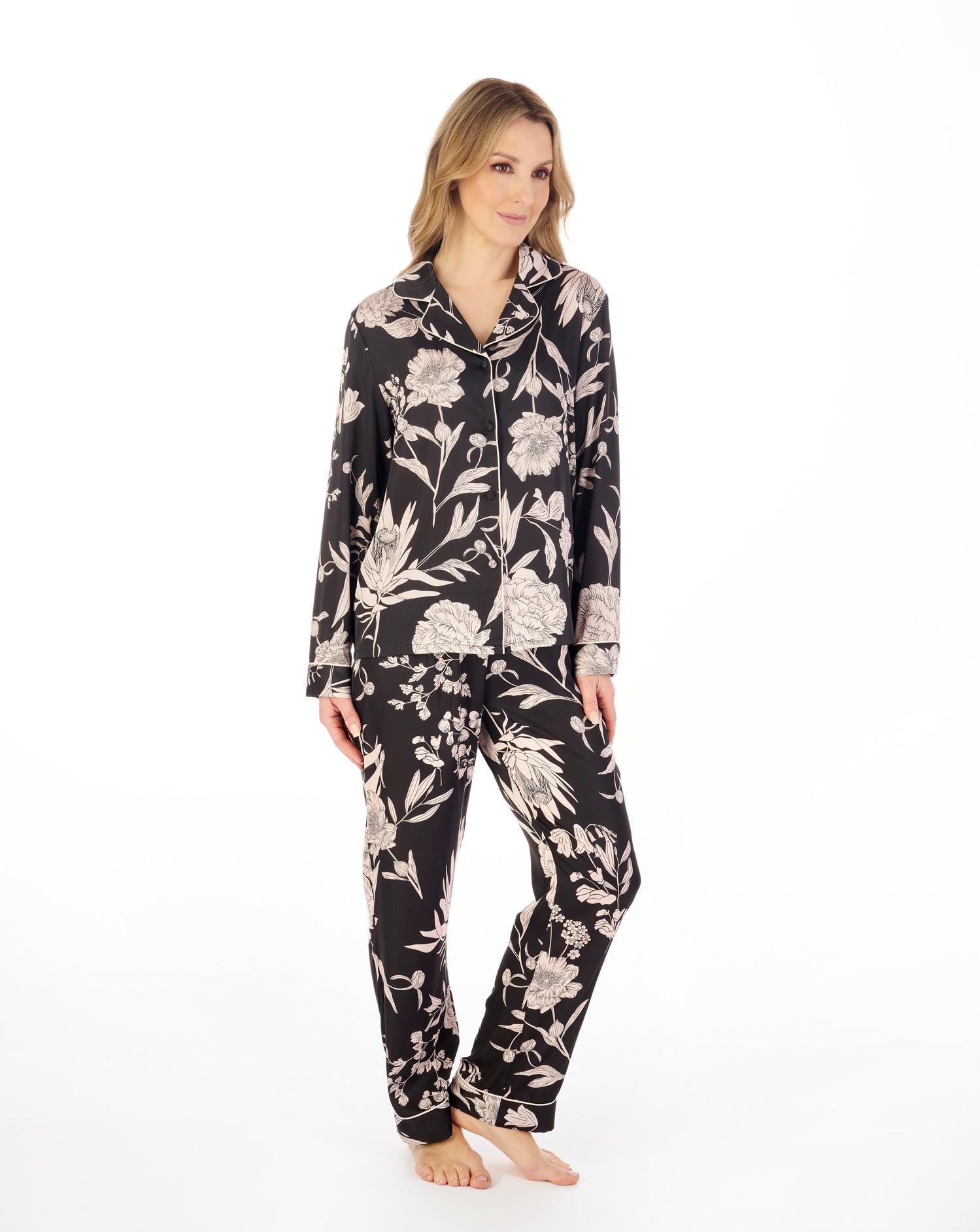 Satin Floral Print Tailored Pyjama Set GL04708