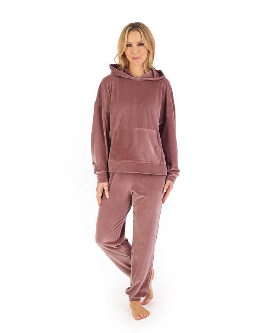 Lounge Velour Stripe Hooded Lounge Pyjama GL06712