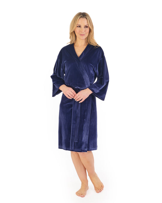 Lounge Velour Stripe 40" Kimono Wrap GL06713