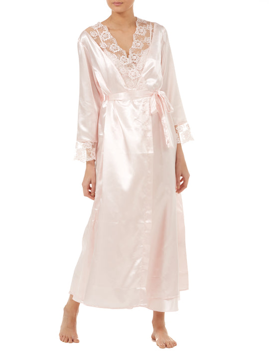 Lace and Diamante Satin 50" Nightdress & 52" Wrap Set GL6752
