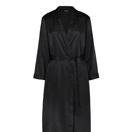 Plain Satin With Lace Trim 38" Kimono Wrap GL6763