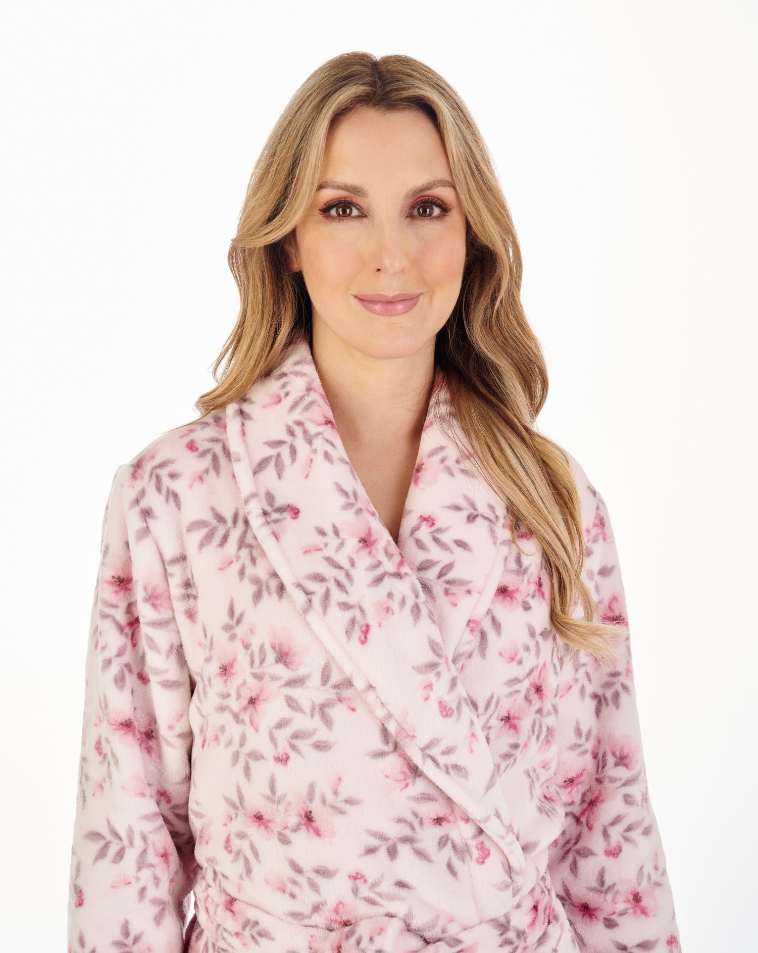 46" Floral Flannel Fleece Wrap Housecoat HC04313