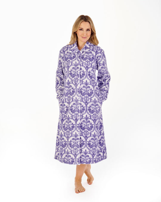 Printed Waffle 46" Button Through Housecoat HC04331