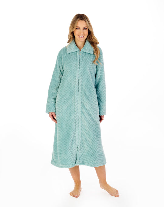 Luxury Waffle Fleece 46" Zip Through Housecoat HC4326