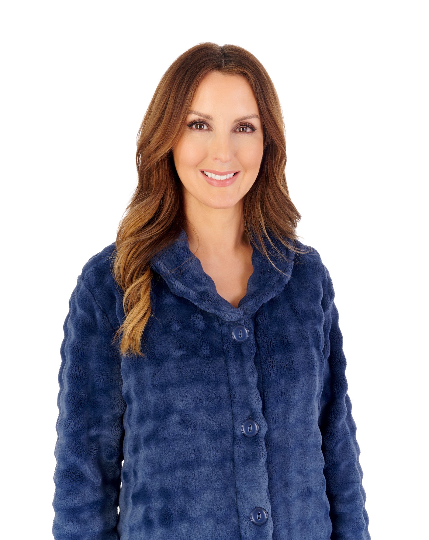 Supersoft Bubble Textured Fleece 45" Button Through Housecoat HCW2301
