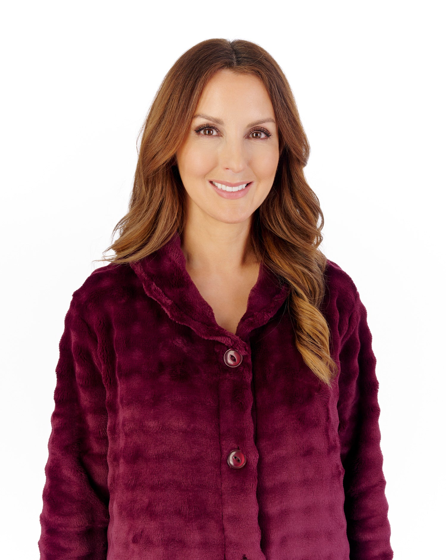 Supersoft Bubble Textured Fleece 45" Button Through Housecoat HCW2301