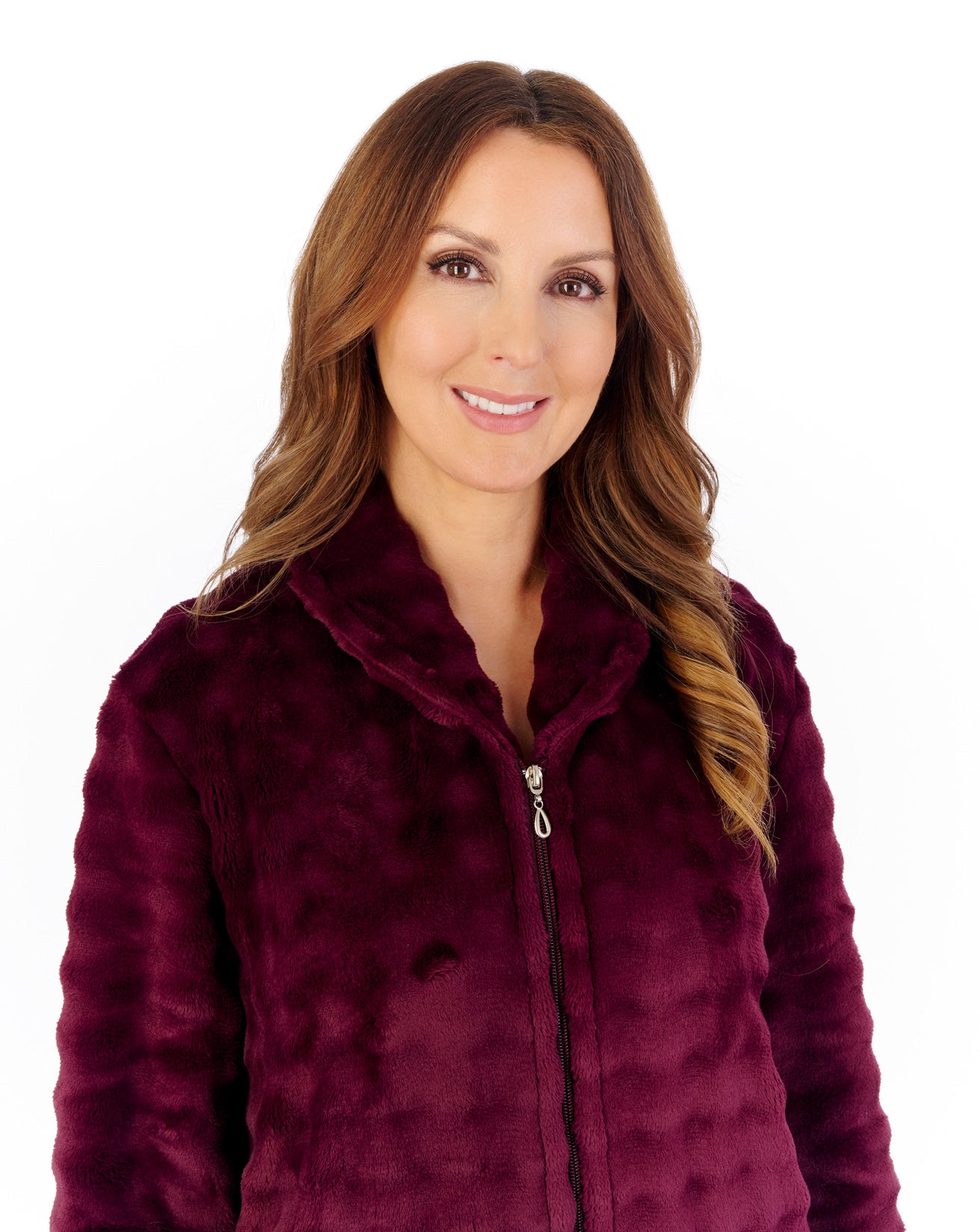 Supersoft Bubble Textured Fleece 46" Zip Through Housecoat HCW2302