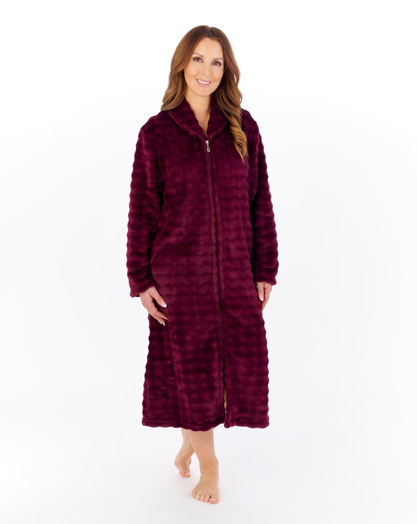 Supersoft Bubble Textured Fleece 46" Shawl Collar Wrap HCW2303