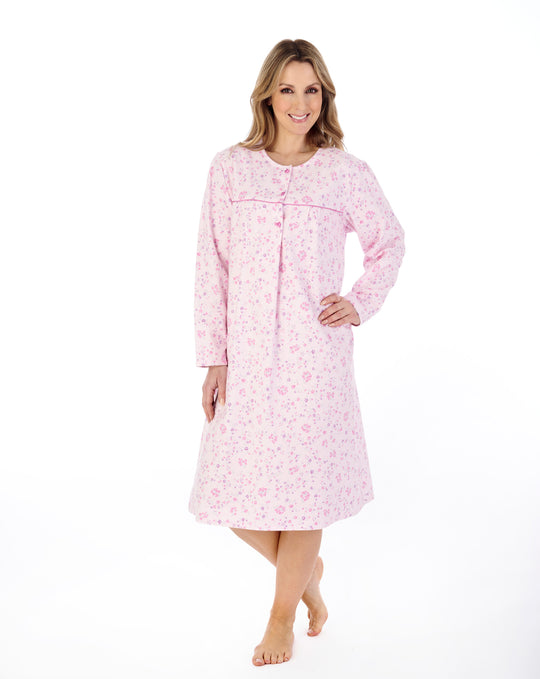 Floral Printed Luxury Flannel 43" Woven Nightdress ND04210