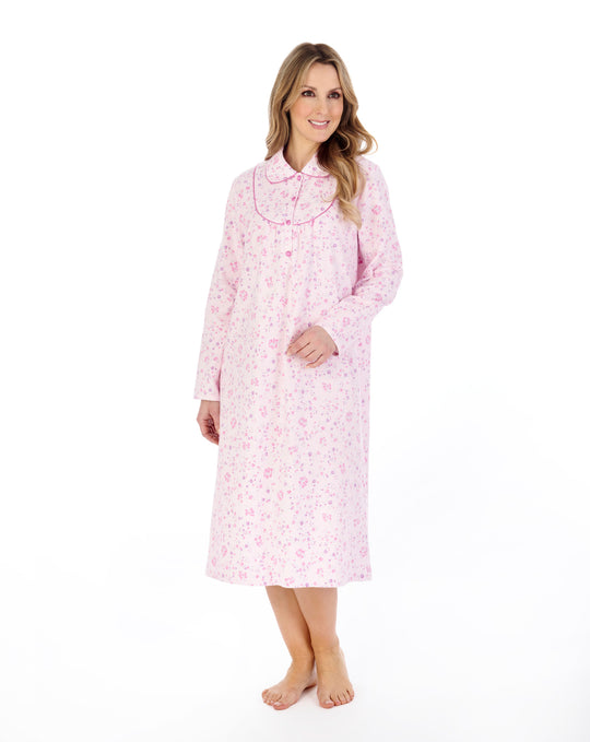 Floral Printed Luxury Flannel 45" Woven Nightdress ND04211