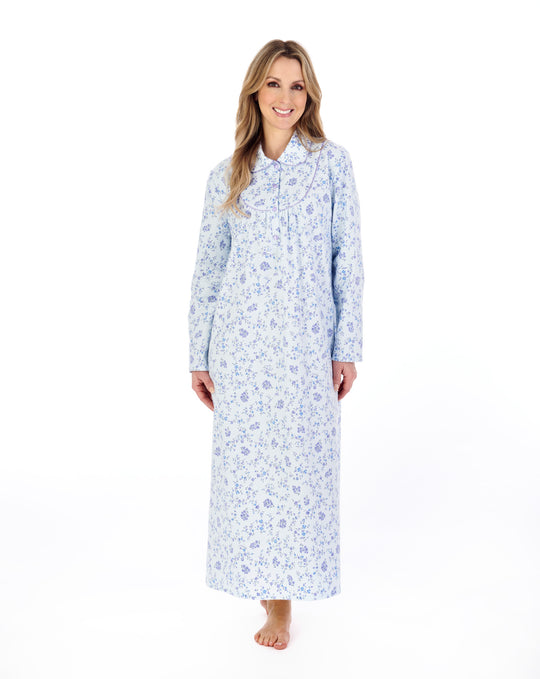Floral Printed Luxury Flannel 51" Woven Nightdress ND04212
