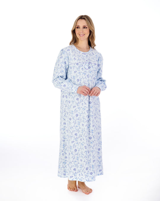 Floral Printed Luxury Flannel 51" Woven Nightdress ND04214