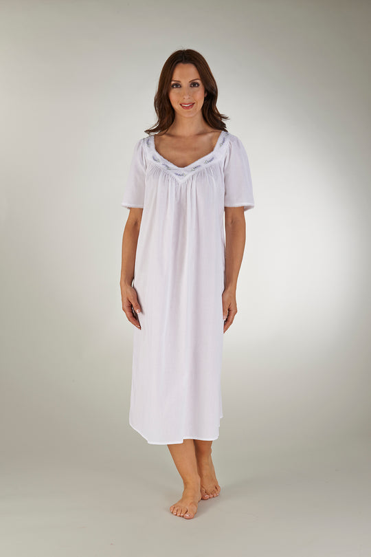 Lavender Embroidered 46" Woven Nightdress ND04250