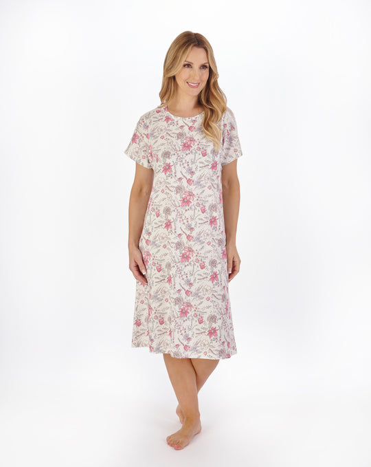 Sketch Floral Print 40" Jersey Nightdress ND05116