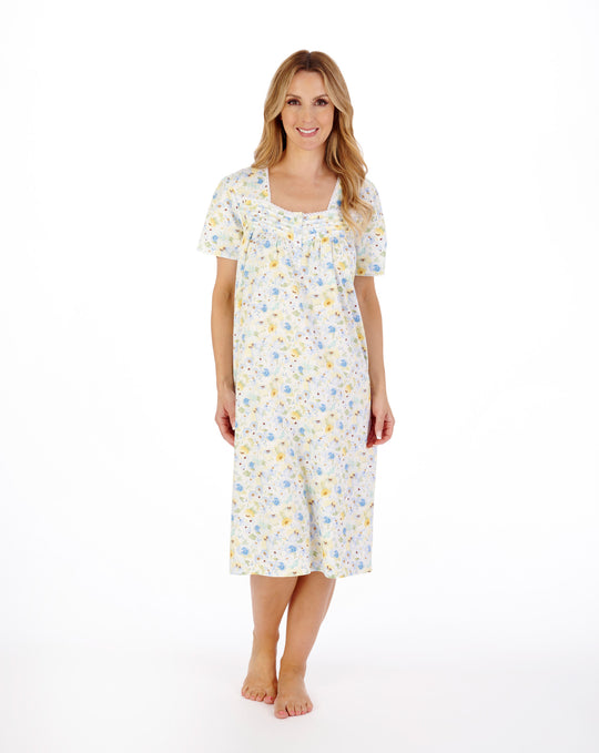 Watercolour Floral Print 42" Woven Nightdress ND05230
