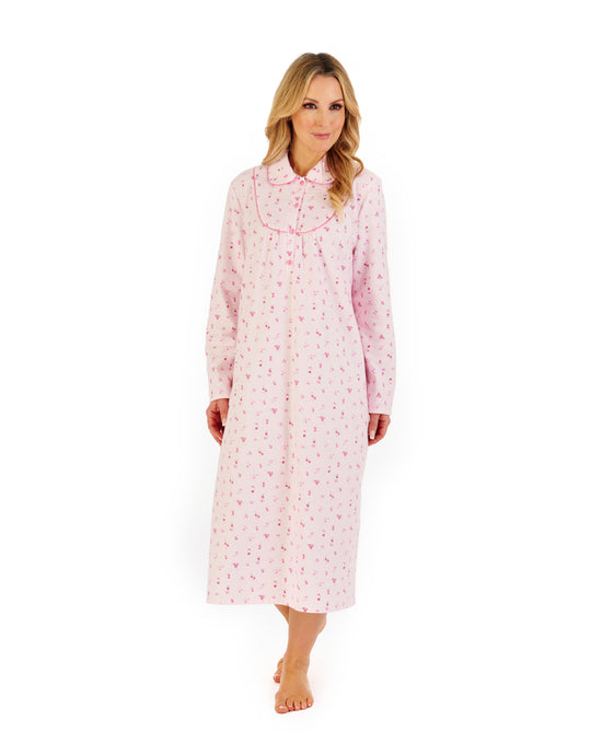 Floral Printed Luxury Flannel 45" Woven Nightdress ND06211