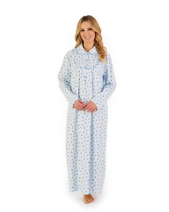 Floral Printed Luxury Flannel 51" Long Sleeve Nightdress ND06212