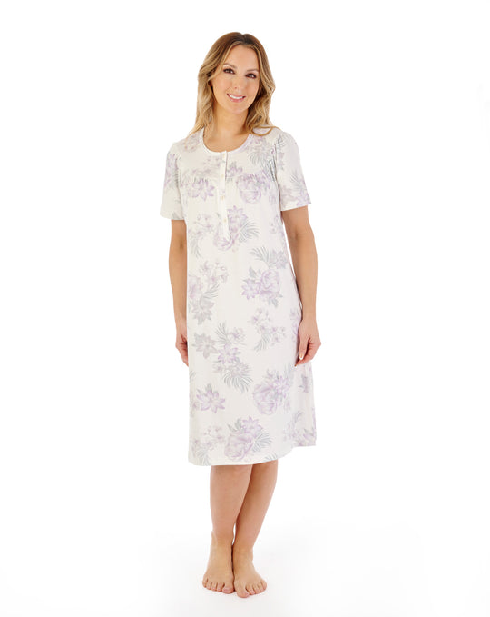 Large Floral Interlock 40" Jersey Nightdress ND08120