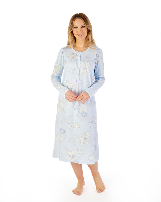 Large Floral Interlock 45" Jersey Nightdress ND08121