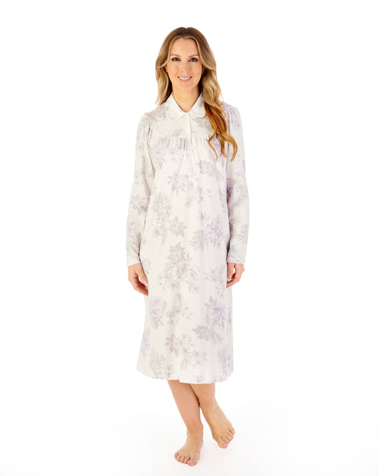 Large Floral Interlock 45" Jersey Nightdress ND08122